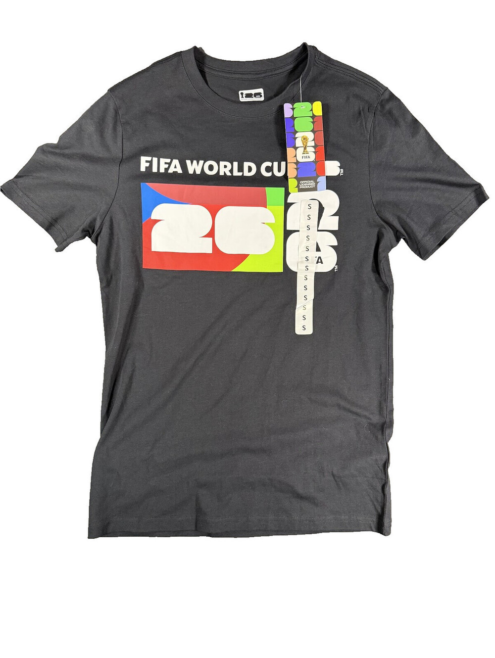 FIFA World Cup 2026 Host Cities Graphic T Shirt Small Black Cotton NWT
